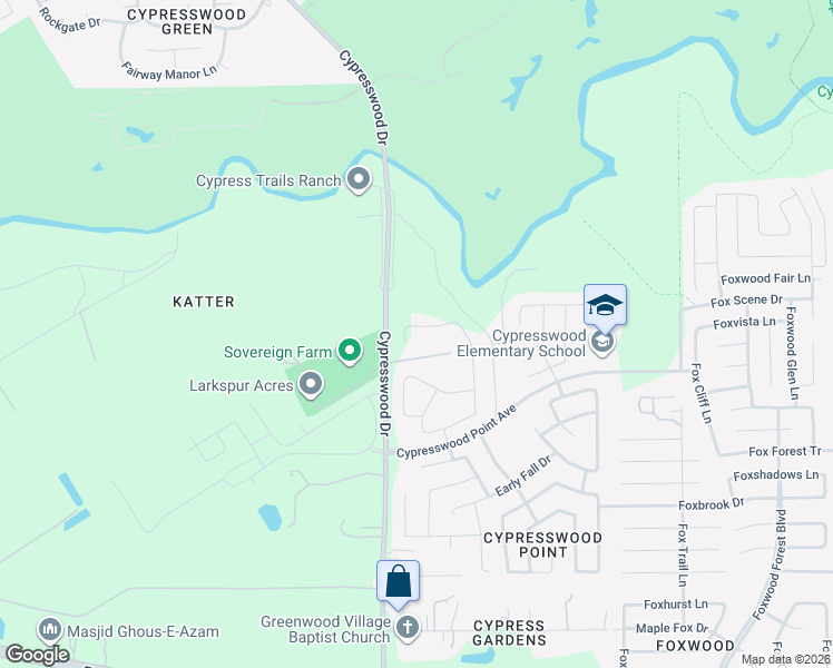 map of restaurants, bars, coffee shops, grocery stores, and more near Tetter Cemetery Road in Humble