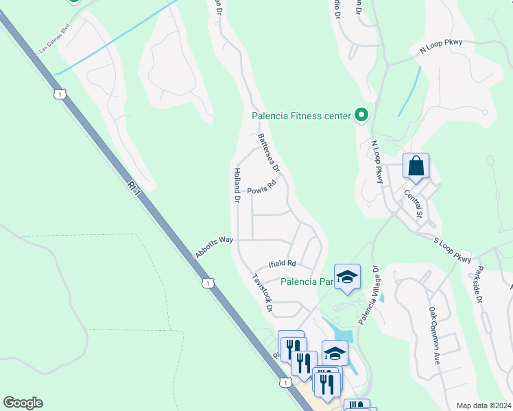 map of restaurants, bars, coffee shops, grocery stores, and more near 1124 Westfield Way in St. Augustine