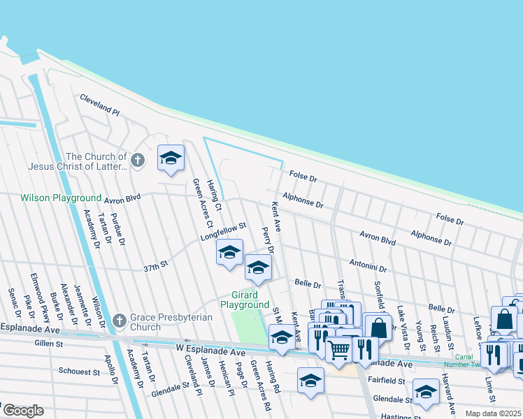 map of restaurants, bars, coffee shops, grocery stores, and more near 5203 Avron Boulevard in Metairie