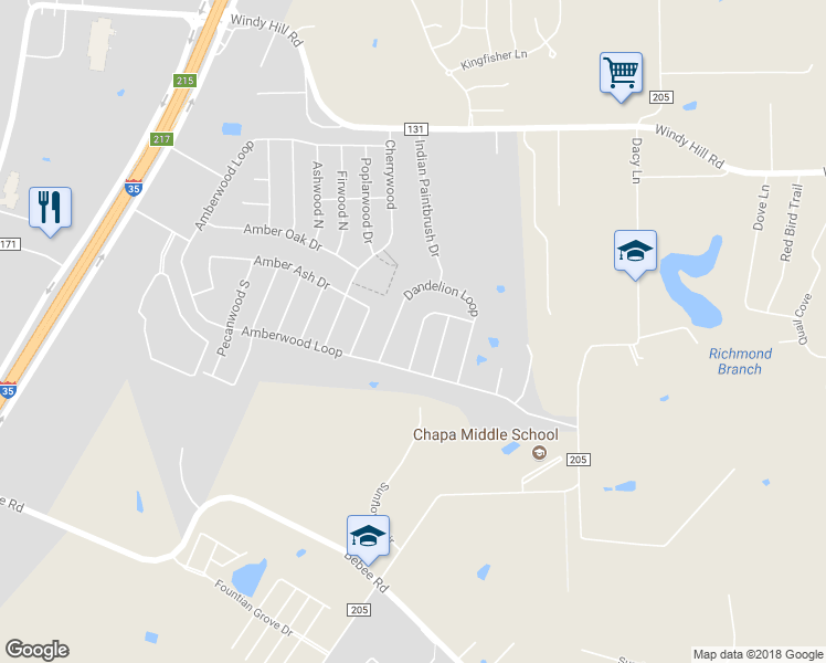 map of restaurants, bars, coffee shops, grocery stores, and more near 269 Prairie Verbena Drive in Kyle