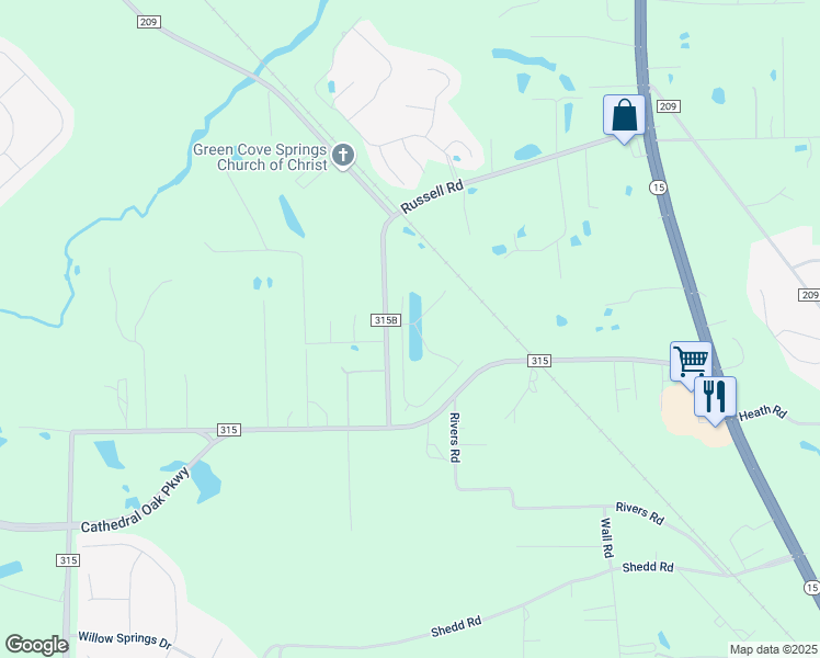 map of restaurants, bars, coffee shops, grocery stores, and more near 3268 Traceland Oak Lane in Green Cove Springs