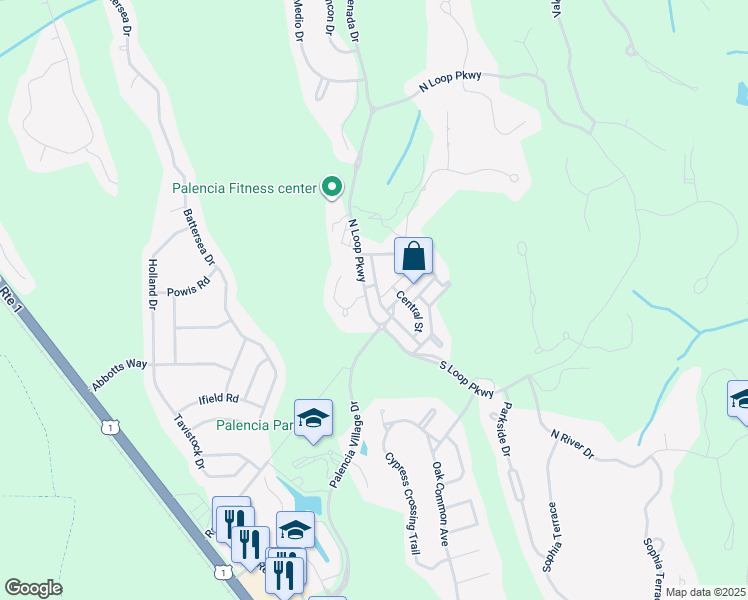 map of restaurants, bars, coffee shops, grocery stores, and more near 1950 North Loop Parkway in St. Augustine