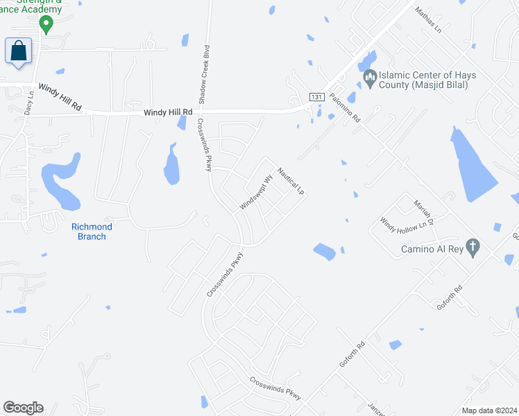 map of restaurants, bars, coffee shops, grocery stores, and more near Nautical Loop in Kyle