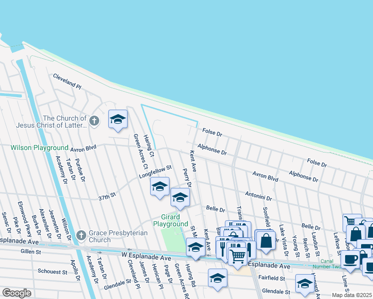 map of restaurants, bars, coffee shops, grocery stores, and more near 5203 Avron Boulevard in Metairie