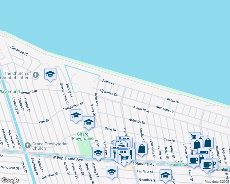 map of restaurants, bars, coffee shops, grocery stores, and more near 4904 Kennedy Street in Metairie