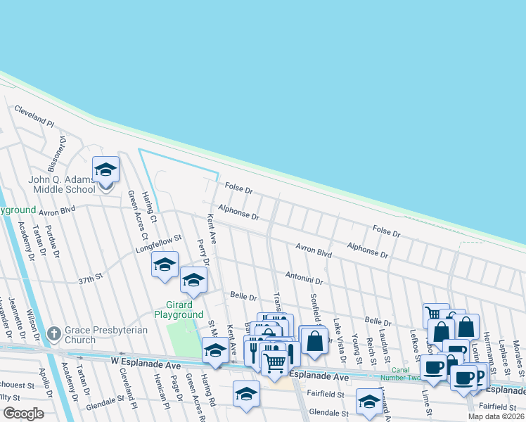 map of restaurants, bars, coffee shops, grocery stores, and more near 4904 Kennedy Street in Metairie