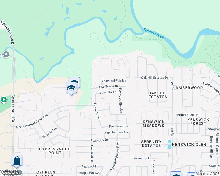 map of restaurants, bars, coffee shops, grocery stores, and more near 7302 Fox Scene Drive in Humble