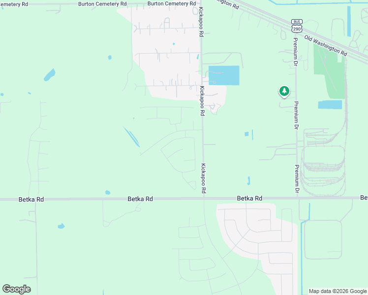 map of restaurants, bars, coffee shops, grocery stores, and more near 17516 Kickapoo Road in Waller