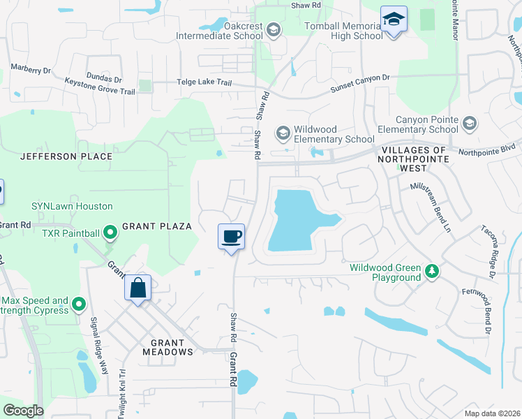 map of restaurants, bars, coffee shops, grocery stores, and more near 18622 Spellman Ridge Drive in Tomball