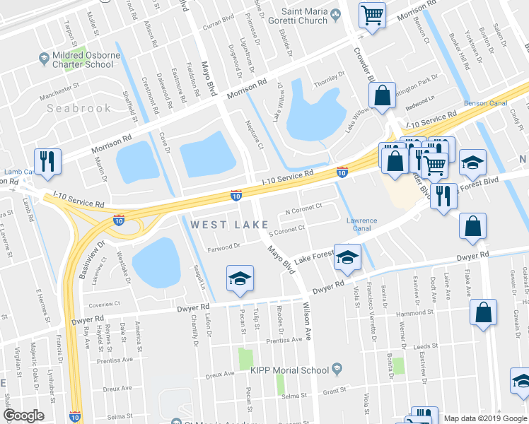 map of restaurants, bars, coffee shops, grocery stores, and more near 6880 Parc Brittany Boulevard in New Orleans