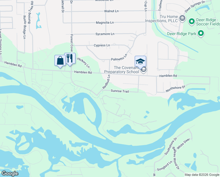map of restaurants, bars, coffee shops, grocery stores, and more near 1510 Hidden Hill Circle in Humble