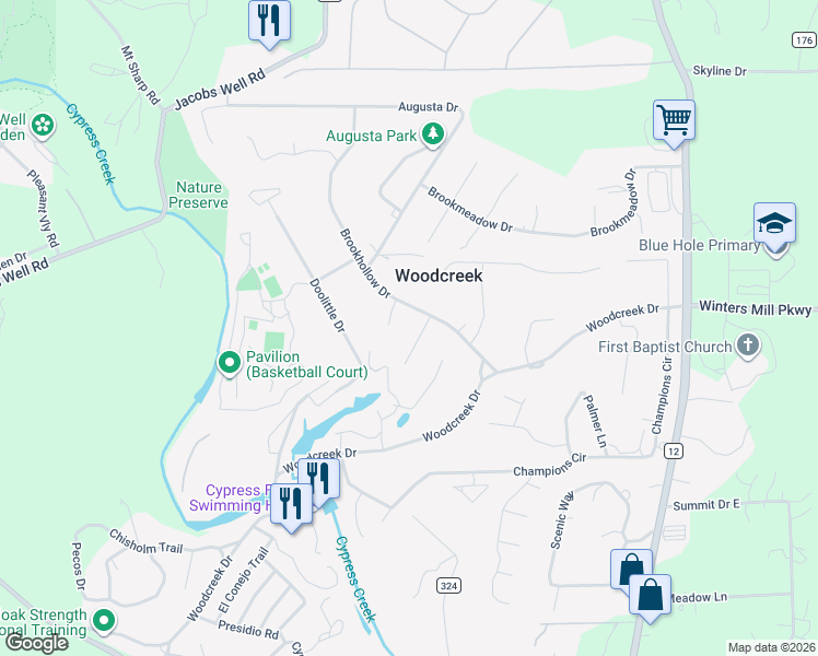 map of restaurants, bars, coffee shops, grocery stores, and more near in Wimberley