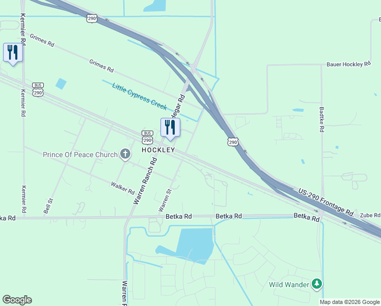 map of restaurants, bars, coffee shops, grocery stores, and more near 35126 Hempstead Highway in Harris County