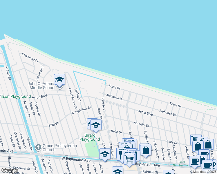 map of restaurants, bars, coffee shops, grocery stores, and more near 5128 Folse Drive in Metairie