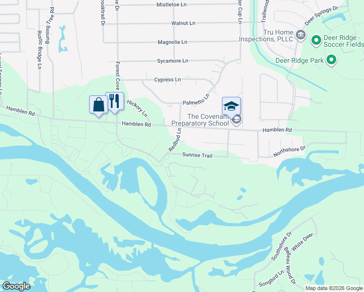 map of restaurants, bars, coffee shops, grocery stores, and more near 1510 Hidden Hill Circle in Humble
