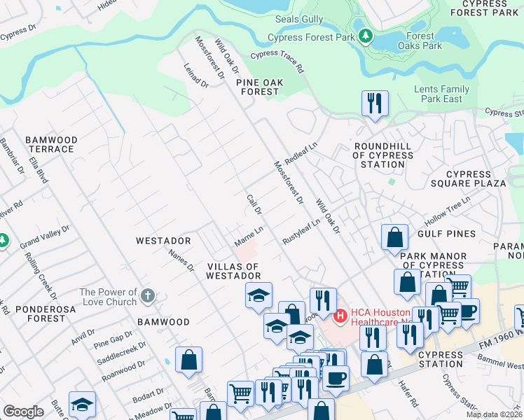 map of restaurants, bars, coffee shops, grocery stores, and more near 803 Loire Lane in Houston