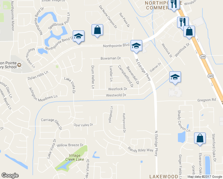 map of restaurants, bars, coffee shops, grocery stores, and more near 12305 Westlock Drive in Tomball