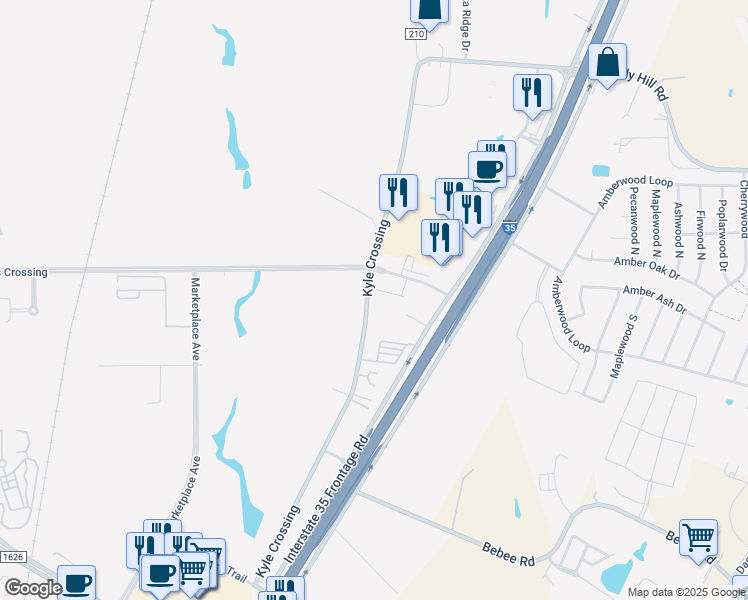 map of restaurants, bars, coffee shops, grocery stores, and more near 2600 Kyle Crossing in Kyle