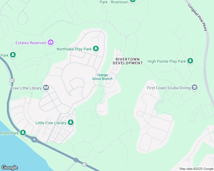 map of restaurants, bars, coffee shops, grocery stores, and more near 25 Pine Beach Drive in Jacksonville