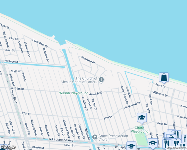 map of restaurants, bars, coffee shops, grocery stores, and more near 5805 Flower Drive in Metairie