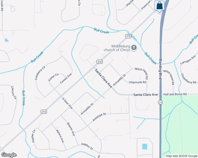 map of restaurants, bars, coffee shops, grocery stores, and more near 4593 Santa Clara Avenue in Middleburg
