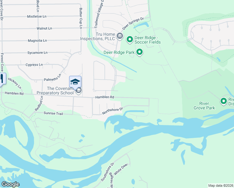 map of restaurants, bars, coffee shops, grocery stores, and more near 18 Majestic Falls Drive in Humble