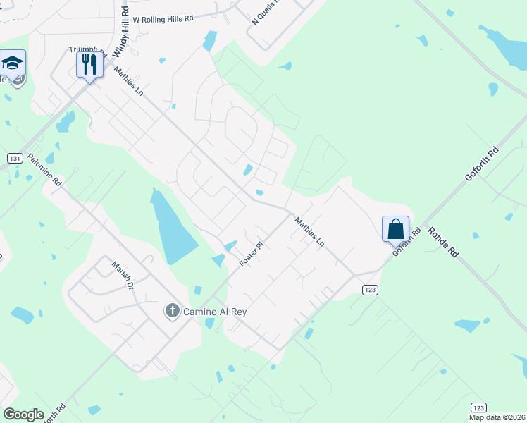 map of restaurants, bars, coffee shops, grocery stores, and more near 930 Mathias Lane in Kyle