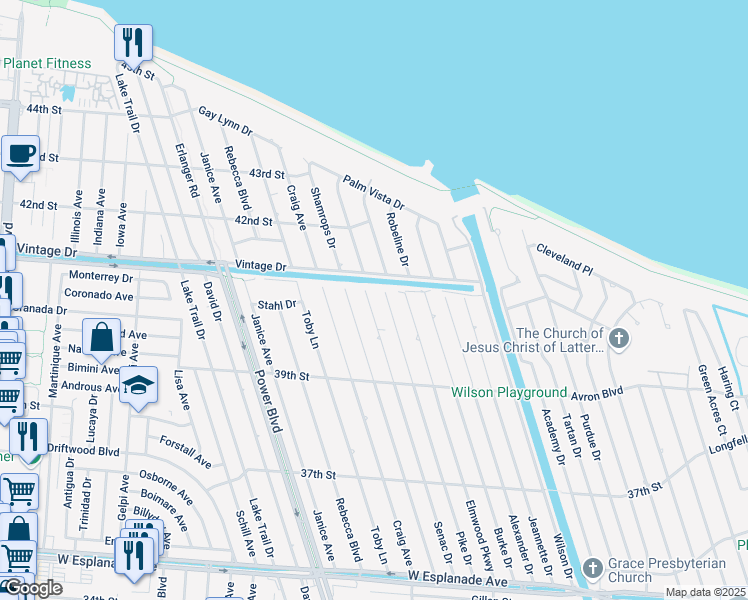 map of restaurants, bars, coffee shops, grocery stores, and more near 5200 Pike Drive in Metairie