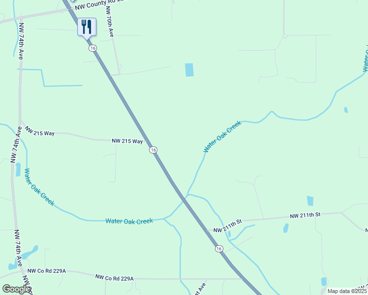 map of restaurants, bars, coffee shops, grocery stores, and more near 22021 Highway 16 in Starke