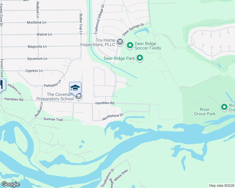 map of restaurants, bars, coffee shops, grocery stores, and more near 18 Majestic Falls Drive in Humble