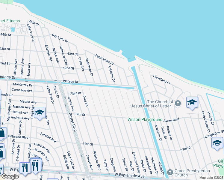 map of restaurants, bars, coffee shops, grocery stores, and more near 5200 Pike Drive in Metairie
