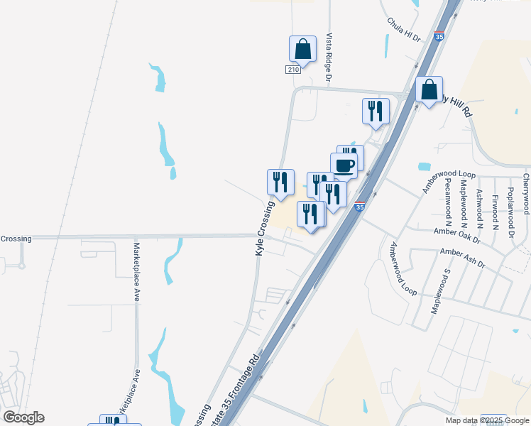 map of restaurants, bars, coffee shops, grocery stores, and more near 3200 Kyle Crossing in Kyle