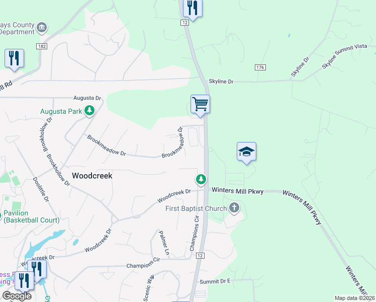 map of restaurants, bars, coffee shops, grocery stores, and more near 7 Elmbrook Drive in Wimberley