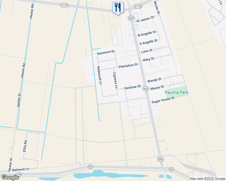 map of restaurants, bars, coffee shops, grocery stores, and more near 3465 Cypress Lane in Paulina