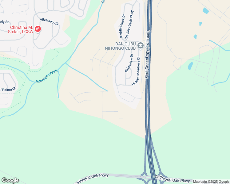 map of restaurants, bars, coffee shops, grocery stores, and more near 3524 Bradley Creek Parkway in Green Cove Springs