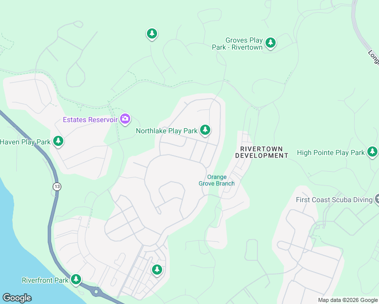 map of restaurants, bars, coffee shops, grocery stores, and more near 499 Narrowleaf Drive in Saint Johns