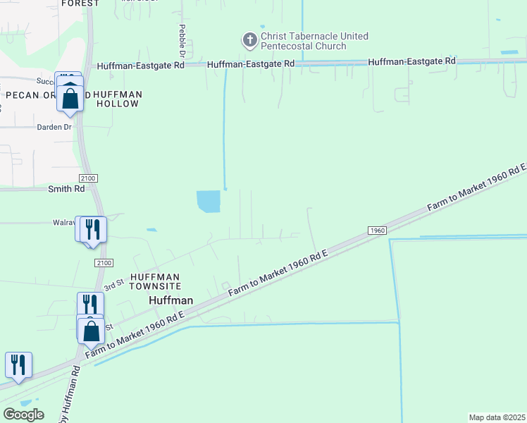 map of restaurants, bars, coffee shops, grocery stores, and more near 2815 3rd Street in Huffman
