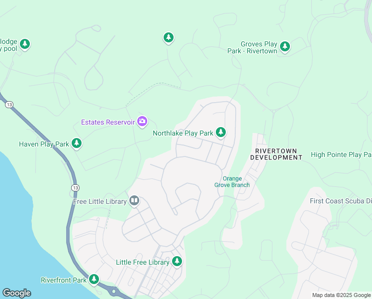 map of restaurants, bars, coffee shops, grocery stores, and more near 125 Vicksburg Drive in Jacksonville