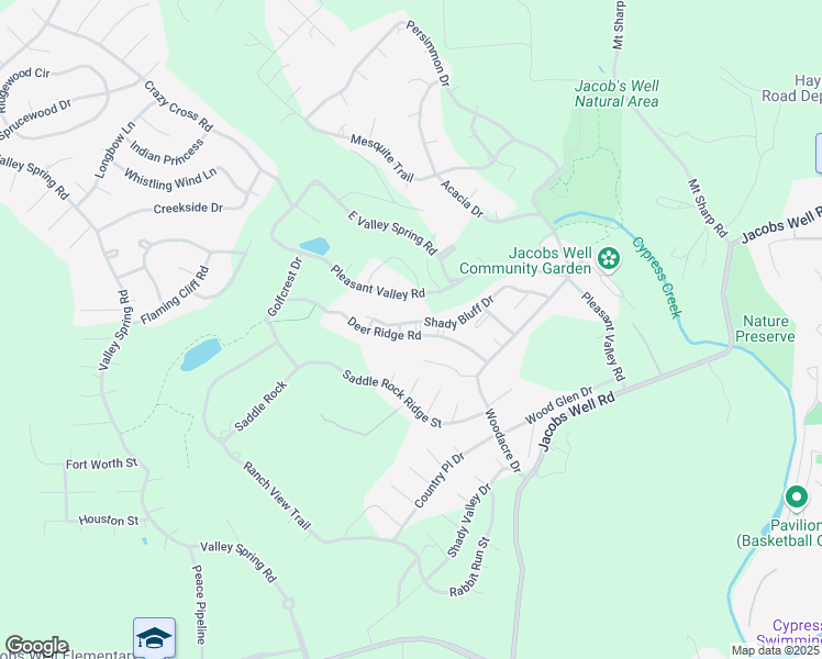 map of restaurants, bars, coffee shops, grocery stores, and more near 22 Deer Ridge Road in Wimberley