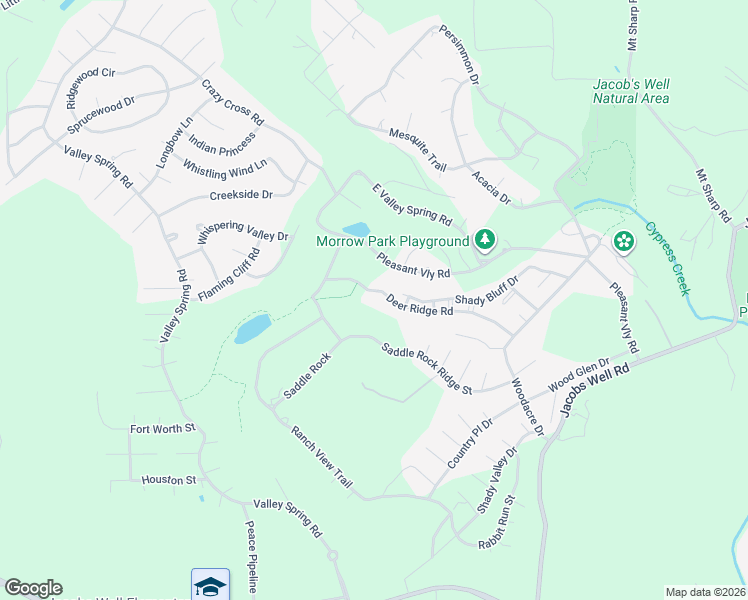 map of restaurants, bars, coffee shops, grocery stores, and more near 56 Deer Ridge Road in Wimberley
