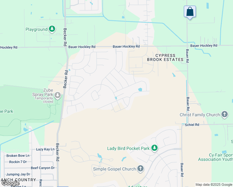 map of restaurants, bars, coffee shops, grocery stores, and more near 23723 Becker Road in Hockley