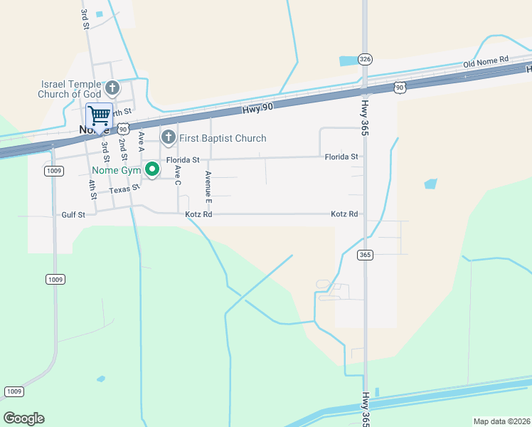 map of restaurants, bars, coffee shops, grocery stores, and more near 1300-1698 Kotz Road in Nome