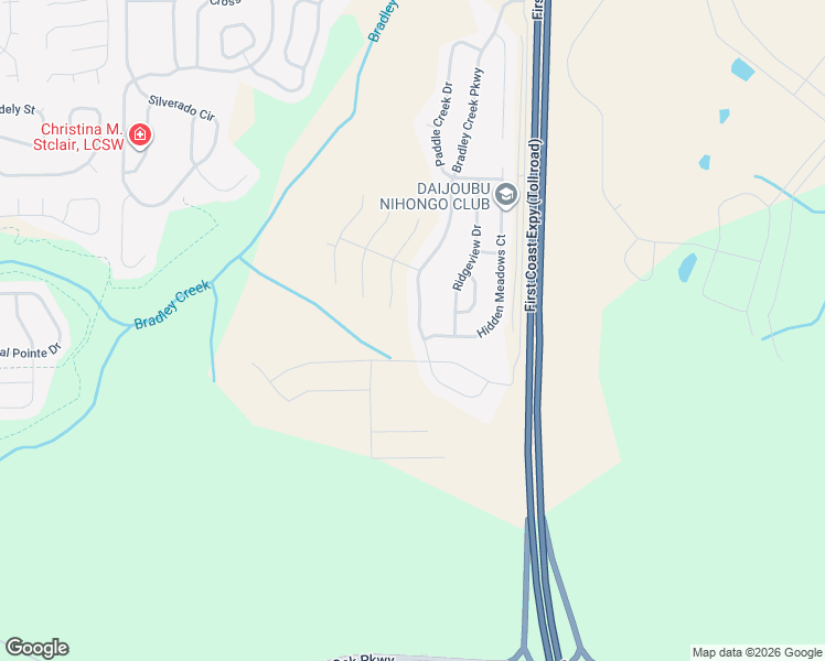 map of restaurants, bars, coffee shops, grocery stores, and more near 3528 Bradley Creek Parkway in Green Cove Springs