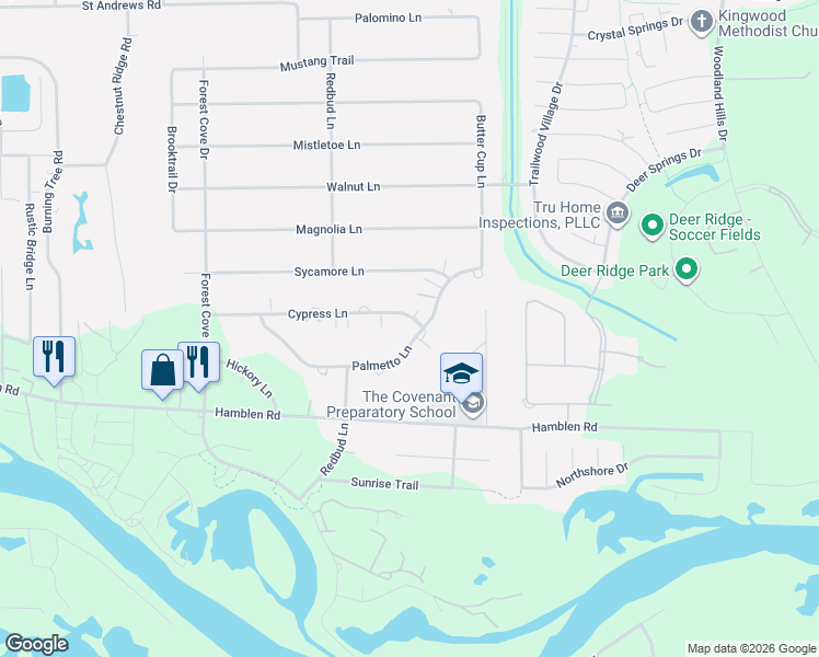 map of restaurants, bars, coffee shops, grocery stores, and more near 1636 Cypress Lane in Houston