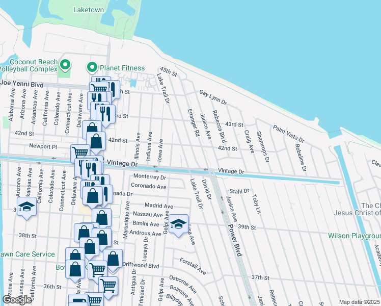 map of restaurants, bars, coffee shops, grocery stores, and more near 4120 Lake Trail Drive in Kenner