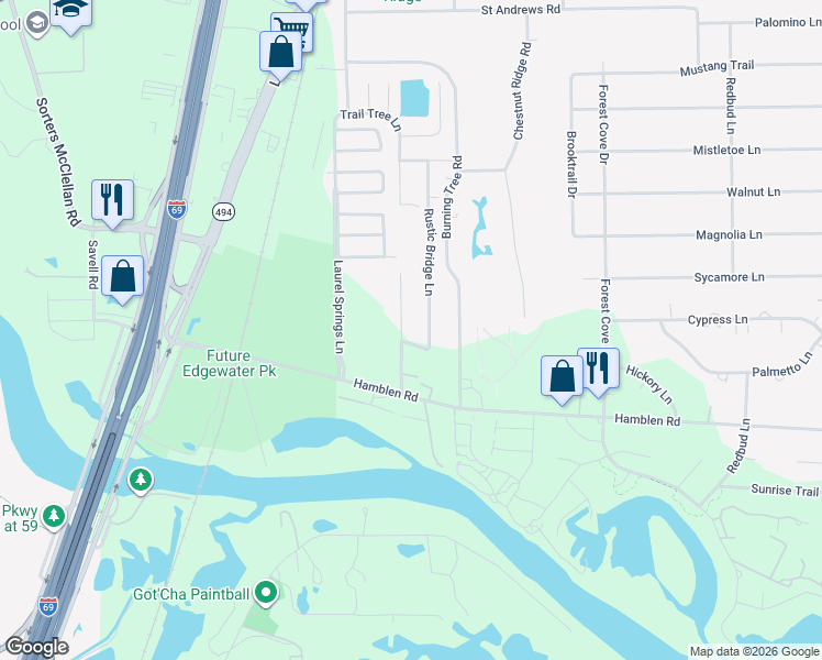 map of restaurants, bars, coffee shops, grocery stores, and more near 22016 Trail Tree Lane in Humble