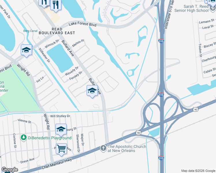 map of restaurants, bars, coffee shops, grocery stores, and more near 5035 Par 4 Drive in New Orleans