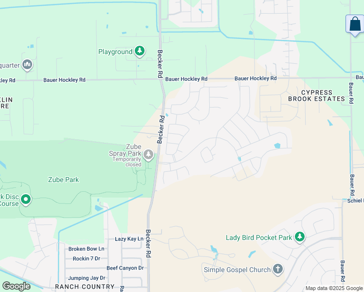 map of restaurants, bars, coffee shops, grocery stores, and more near 17814 Planted Orchard Drive in Hockley