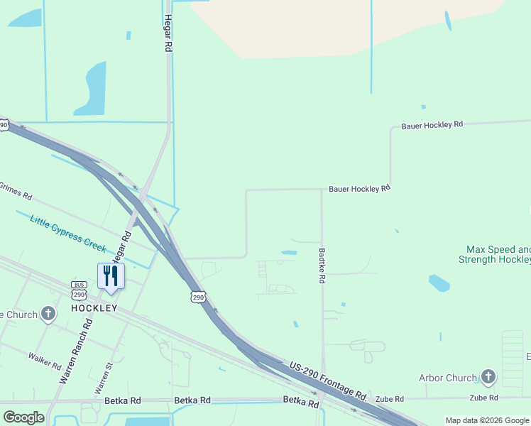 map of restaurants, bars, coffee shops, grocery stores, and more near 26325 Bauer Hockley Road in Hockley