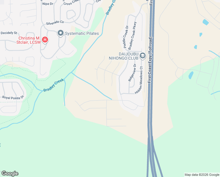 map of restaurants, bars, coffee shops, grocery stores, and more near 3472 Bradley Creek Parkway in Green Cove Springs